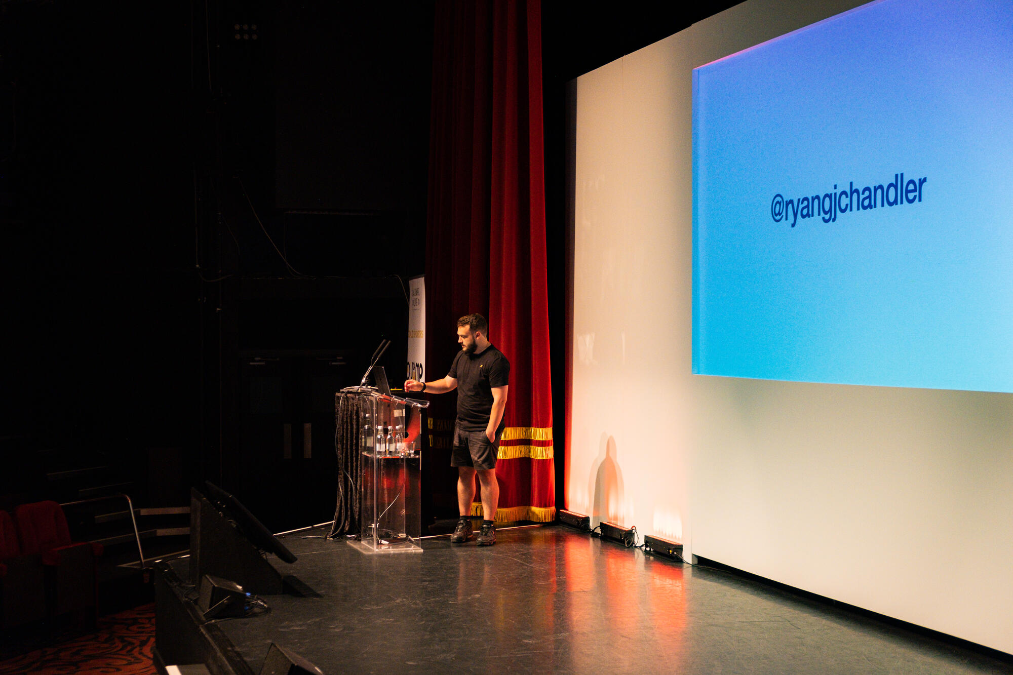 A picture of me on stage at Laravel Live UK 2023.