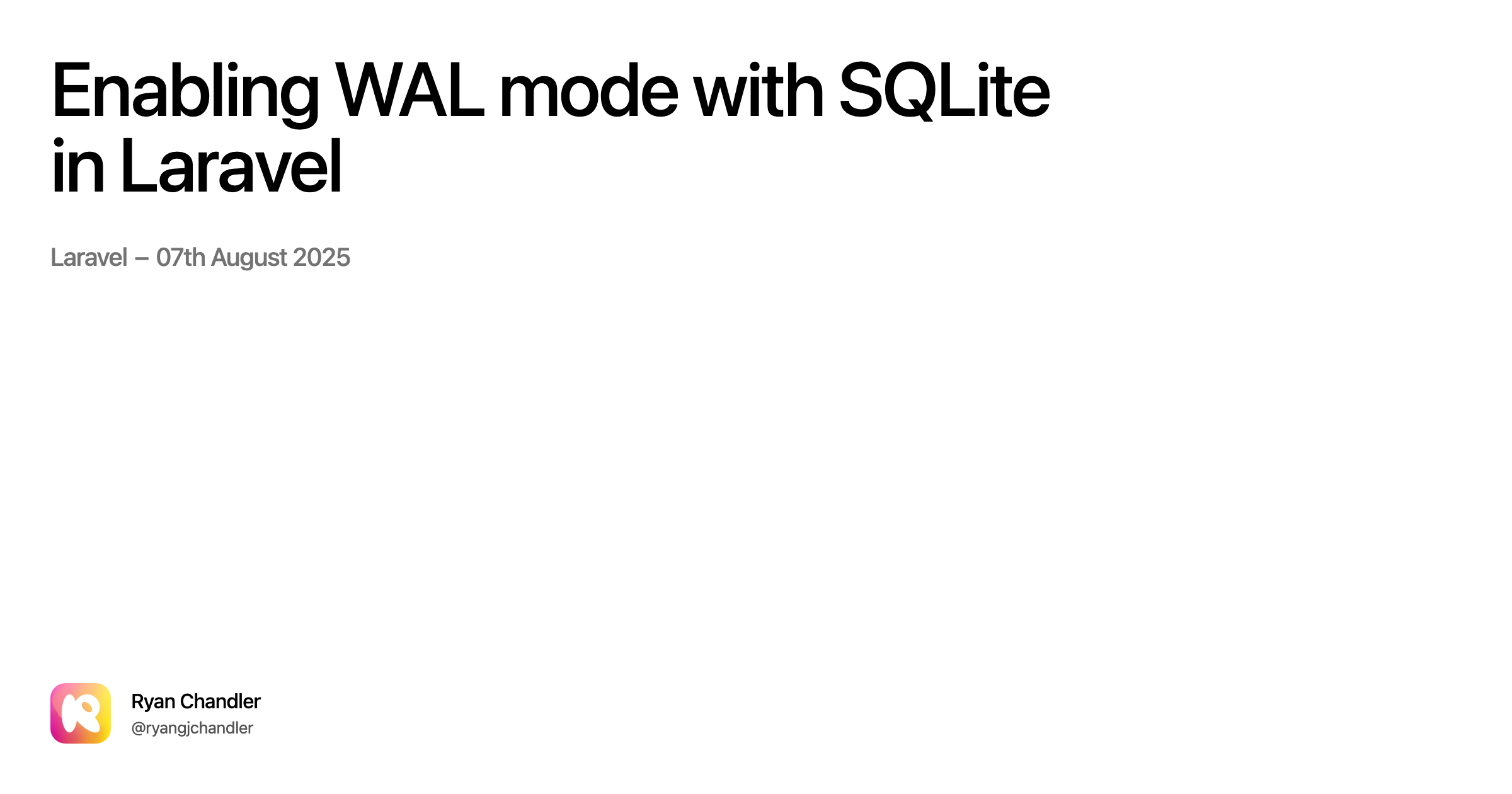 Enabling WAL mode with SQLite in Laravel